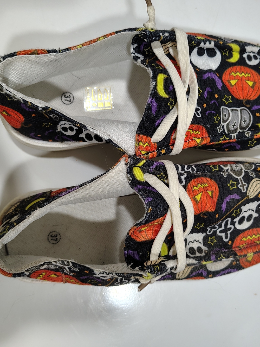 Kids Halloween Print Canvas Shoes - Black/Orange